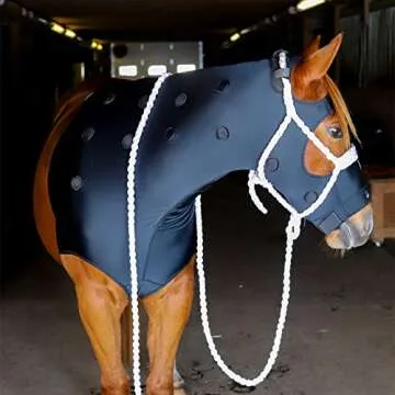 BENEFAB Therapeutic Lycra Horse Hood | Far-Infrared and Magnetic Therapy | Keeping Neck & Shoulders Warm & Relaxed | Reduce Pain & Stiffness | Better Performance & Recovery (Large)