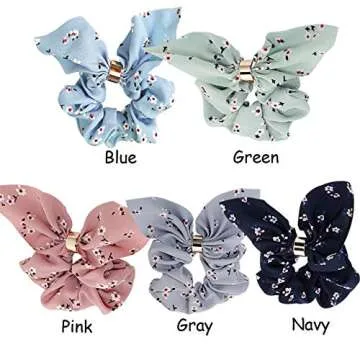 WillingTee 15pcs Women's Hair Scrunchies Velvet Scrunchy Rabbit Ear Elastic Hair Bands Chiffon Rabbit Ear Hair Scrunchies Elastic Hair Ties for Girls and Women