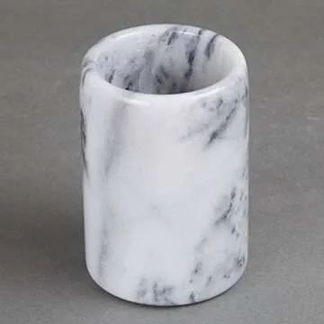 Creative Home Natural Marble Pen Pencil Holder Cup Tabletop Countertop Organizer, 3.3" Diam. x 4.5" ...