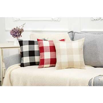 MKLFBT Pack of 2 Farmhouse Decor Christmas Pillow Covers 18 x 18 Black White Buffalo Checked Plaids Fall Throw Pillow Covers Cushion Covers for Sofa Couch Outdoor Camping