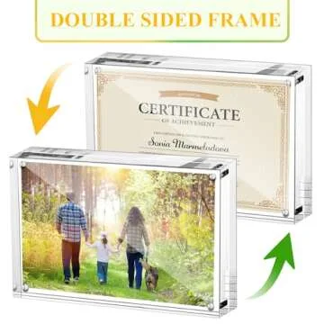 Boxalls 5x7 Inches Acrylic Picture Frame, Double Sided Clear Frameless Photo Frames with Magnetic Desktop Transparent