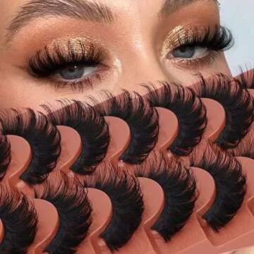 False Eyelashes Natural Faux Mink Lashes Fluffy Curly Eye Lashes 18mm Wispy Fake Eyelashes 7 Pairs 5D Volume Fake Lashes Multipack by TOOCHUNAG