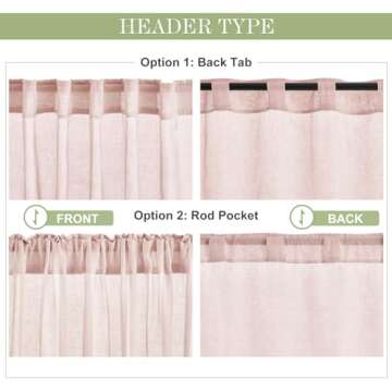 PONY DANCE Semi Sheer Drapes - Window Curtains Natural Home Decor Elegant Flax Linen Textured Curtai...