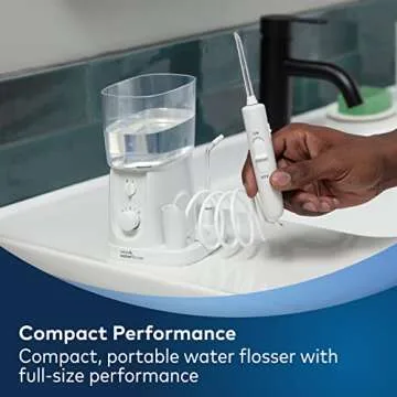 Waterpik Nano Plus Water Flosser For Teeth, Portable Electric Power, Compact For Travel and Home, 4 Flossing Tips, ADA Accepted, White WP-320