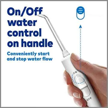 Waterpik Nano Plus Water Flosser For Teeth, Portable Electric Power, Compact For Travel and Home, 4 Flossing Tips, ADA Accepted, White WP-320