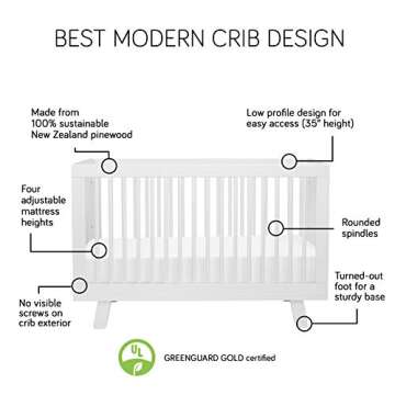 Babyletto Hudson 3-in-1 Convertible Crib with Toddler Bed Conversion Kit in Espresso and White, Greenguard Gold Certified