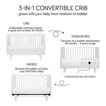 Babyletto Hudson 3-in-1 Convertible Crib with Toddler Bed Conversion Kit in Espresso and White, Greenguard Gold Certified