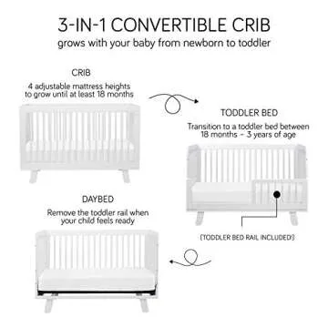 Babyletto Hudson 3-in-1 Convertible Crib with Toddler Bed Conversion Kit in Espresso and White, Greenguard Gold Certified