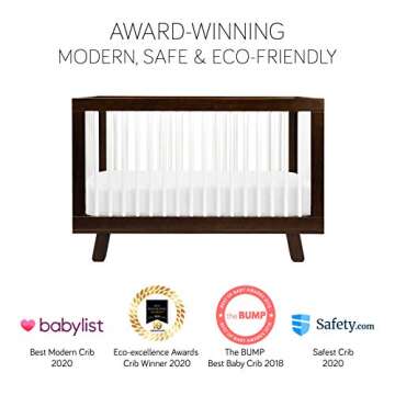 Babyletto Hudson 3-in-1 Convertible Crib with Toddler Bed Conversion Kit in Espresso and White, Greenguard Gold Certified