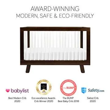 Babyletto Hudson 3-in-1 Convertible Crib with Toddler Bed Conversion Kit in Espresso and White, Greenguard Gold Certified