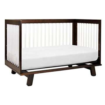 Babyletto Hudson 3-in-1 Convertible Crib with Toddler Bed Conversion Kit in Espresso and White, Greenguard Gold Certified