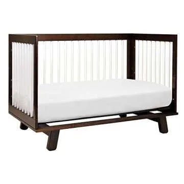 Babyletto Hudson 3-in-1 Convertible Crib with Toddler Bed Conversion Kit in Espresso and White, Greenguard Gold Certified