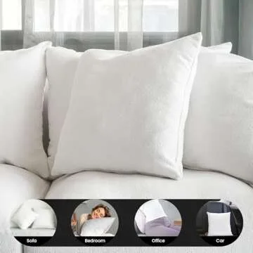 Foamily Throw Pillow Insert 12 x 12 inch (Set of 4) Hypoallergenic 100% Virgin Fiber Bed, Sofa, Couch Decorative Indoor Pillows Made in USA