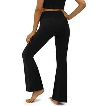 COPYLEAF Women's Flare Yoga Pants - High Waisted Bootcut Leggings with Pockets in Black