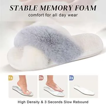 Parlovable Women's Fuzzy Slippers Memory Foam Comfort
