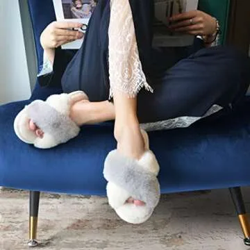 Parlovable Women's Fuzzy Slippers Memory Foam Comfort