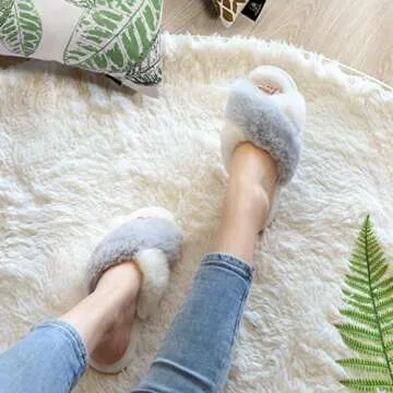 Parlovable Women's Fuzzy Slippers Memory Foam Comfort