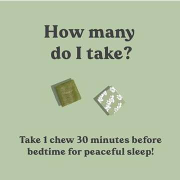 Chewsy Peaceful Sleep Chews, Sleep Support, 3 mg Melatonin, 200 MGS L-Theanine, Chamomile, Lemon Balm, Magnolia, Nighttime Sleep Aid, Naturally Minty Chews, Promotes restful Sleep, 30-Day Supply (1)
