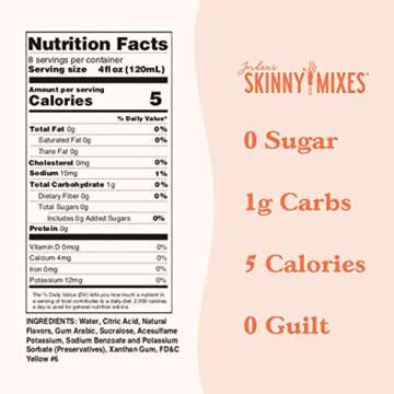 Jordan's Skinny Mixes Sugar Free Peach Bellini Mix, Flavored Cocktail Mixer for Drinks, Peach Drink Flavoring for Cocktails & Mocktails, Low Calorie, Gluten Free, Keto Friendly, 32 Fl Oz, 1 Pack