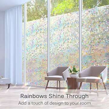 Volcanics Window Privacy Film Static Window Clings Vinyl 3D Window Decals Window Stickers Rainbow Wi...