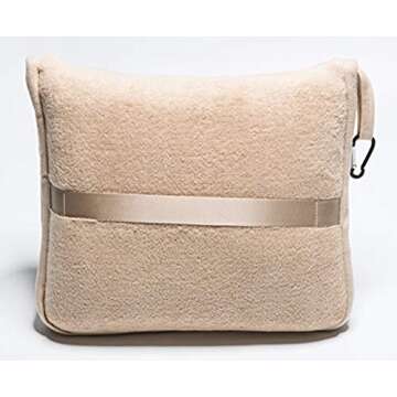 BlueHills Premium Soft Tall Travel Blanket Pillow for Airplane Traveling Essentials Long Flight Trip Throw in Bag case with Backpack Clip Compact Large Plane Accessories Beige T053