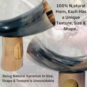 Viking Drinking Horn Mugs 10oz | Handmade Real Horn 9"-12" Cups for Ale Wine Beer Chalice Norse Tankard THOR LOTR Vikings Style Gift for Men - Birthday Christmas Anniversary (Drinking Horn)
