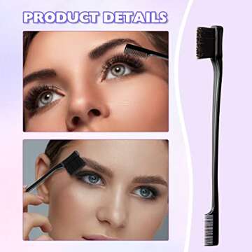 8 Pcs Hair Styling Set for Women, Girls, and Stylists: Teasing Brush, Edge Brush, Triple Comb, Rat Tail Comb with Clips (Black)