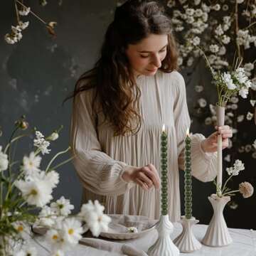 MAITREYA Ivory Spiral Taper Candles Set of 4 | Elegant and Dripless for Parties & Events