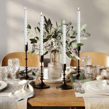 MAITREYA Ivory Spiral Taper Candles - Set of 4 for Decor and Events