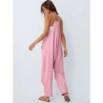 AUTOMET Jumpsuits for Women Casual Summer Outfits Rompers Comfy Beach Vacation Trendy Overalls Jumpers Fashion Clothes 2025 Pink L