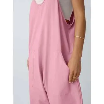 AUTOMET Jumpsuits for Women Casual Summer Outfits Rompers Comfy Beach Vacation Trendy Overalls Jumpers Fashion Clothes 2025 Pink L
