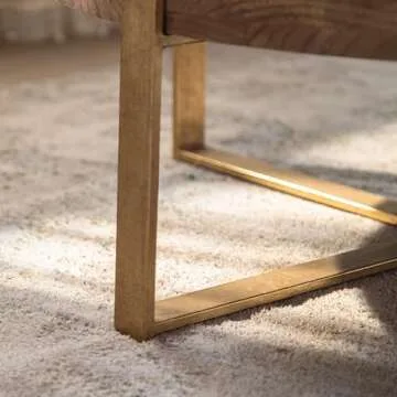 Stylish DS-HOMEPORT Round Wood Coffee Table for Living Room