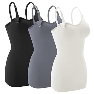 Nursing Tank Tops - Comfortable Maternity Camisoles with Built-In Bra