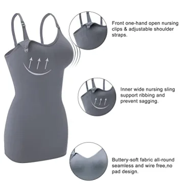 Comfortable Nursing Tank Tops with Built-In Bra