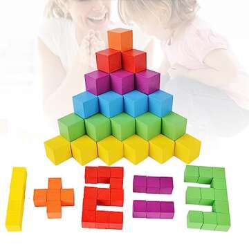 Wood Blocks for Crafts, 1.5 inch Unfinished Wood Cubes, 15 Pcs Natural Wooden Blocks, Wood Square Blocks, Wooden Cubes for Arts and DIY Projects, Puzzle Making