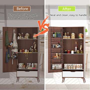 AULEDIO Over The Door Pantry Rack, Adjustable 8 Baskets Closet Organizer Hanging Spice Space Saver,Black