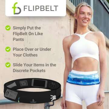 FlipBelt Zipper Running Belt - Secure Waist Pack for Fitness