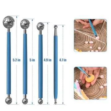 Dotting Tools, Silicone Clay Sculpting Tool, Ceramic Clay Ball Stylus Dot Painting Tools, Pottery Embossing Tool for Rock, Nail, Blending, Drawing, Modeling