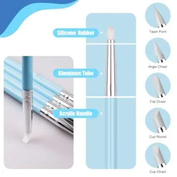 Dotting Tools, Silicone Clay Sculpting Tool, Ceramic Clay Ball Stylus Dot Painting Tools, Pottery Embossing Tool for Rock, Nail, Blending, Drawing, Modeling