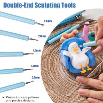 Dotting Tools, Silicone Clay Sculpting Tool, Ceramic Clay Ball Stylus Dot Painting Tools, Pottery Embossing Tool for Rock, Nail, Blending, Drawing, Modeling