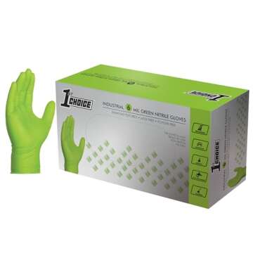 1st Choice 6 mil Mechanic Gloves, Nitrile Gloves Disposable Latex Free - Nitrile Disposable Gloves w...