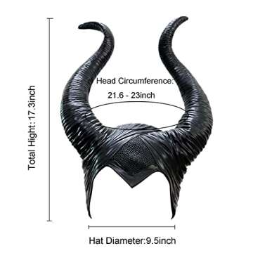 Uranshin Halloween Maleficent Horns Maleficent Costume, Black Long Women Horns Queen Horns Hat, Delu...