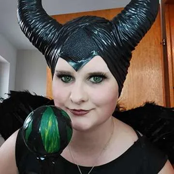 Uranshin Halloween Maleficent Horns Maleficent Costume, Black Long Women Horns Queen Horns Hat, Deluxe Magic Witch Headpiece Headdress for Women Adults