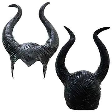 Uranshin Halloween Maleficent Horns Maleficent Costume, Black Long Women Horns Queen Horns Hat, Deluxe Magic Witch Headpiece Headdress for Women Adults