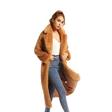 SUGAR POISON Women Faux Fur Winter Coats Comfort Warm Outerwear Open Front Long Cardigan Overcoat Ja...