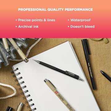 SAKURA Pigma Micron Manga Comic Pro Fineliner Pens - Archival Black Ink Pens - Assorted Point Sizes - 8 Pack