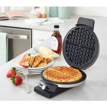 Cuisinart Round Classic Waffle Maker - Make Perfect Belgian Waffles at Home