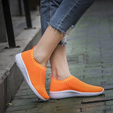 TIOSEBON Women's Athletic Walking Shoes Casual Mesh-Comfortable Work Sneakers 5 US Orange