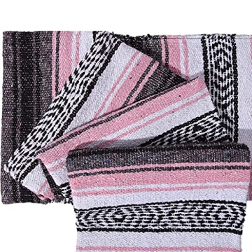 VEICK Camping, Picnic, Beach Blanket, Bedding, Car Blanket, Saddle Blanket, Soft Woven Home Decor (Pink-Gray Color) L8