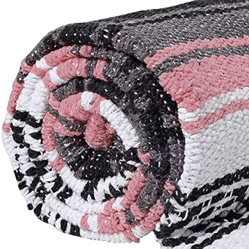 VEICK Camping, Picnic, Beach Blanket, Bedding, Car Blanket, Saddle Blanket, Soft Woven Home Decor (Pink-Gray Color) L8